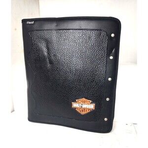 Mead Harley Davidson Black Leather Trapper Keeper Portfolio School Work  14"x12"